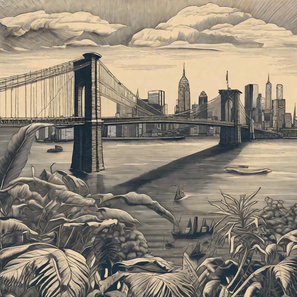  masterpiece, best quality, Outline of island of jamaica with brooklyn bridge