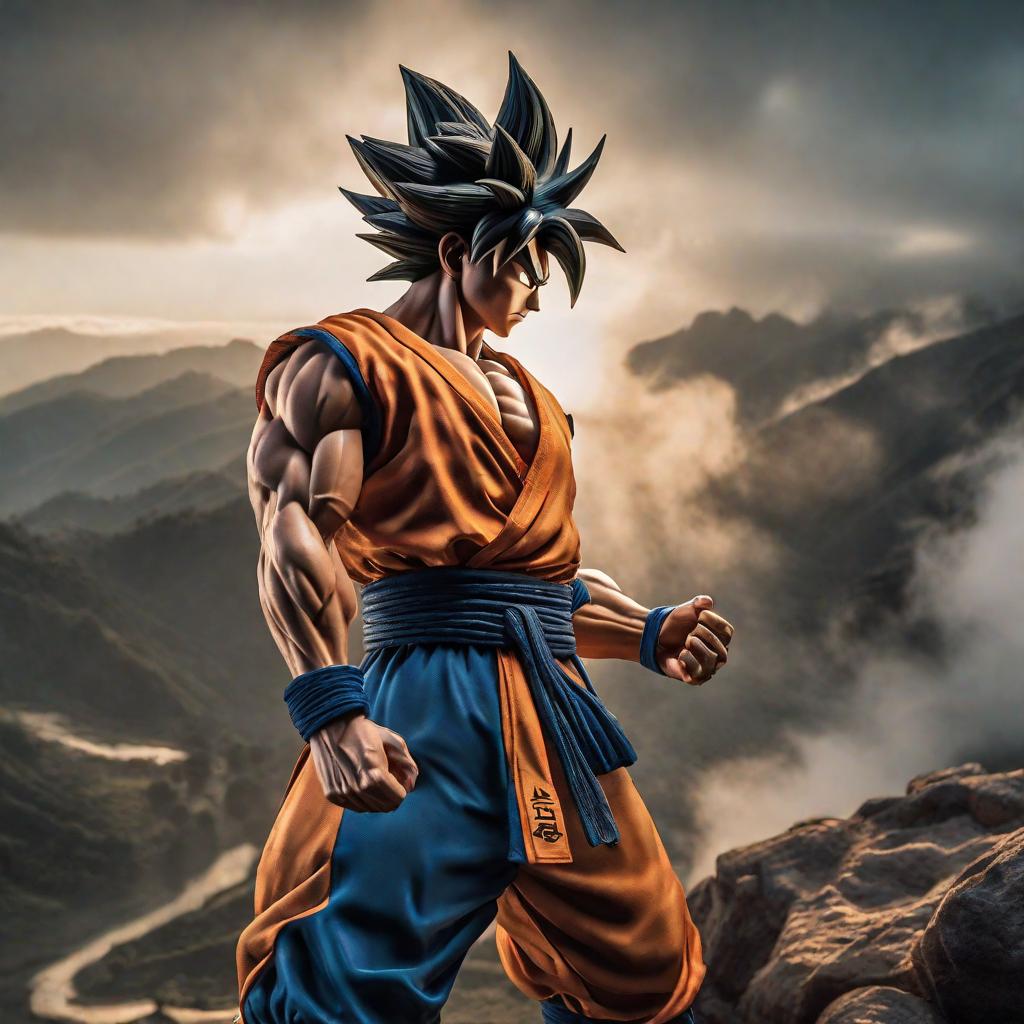  Goku peleando con a barni hyperrealistic, full body, detailed clothing, highly detailed, cinematic lighting, stunningly beautiful, intricate, sharp focus, f/1. 8, 85mm, (centered image composition), (professionally color graded), ((bright soft diffused light)), volumetric fog, trending on instagram, trending on tumblr, HDR 4K, 8K