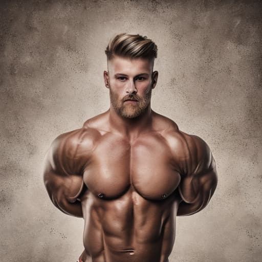 portrait+ style Russian queer IFBB blonde hunk dude face