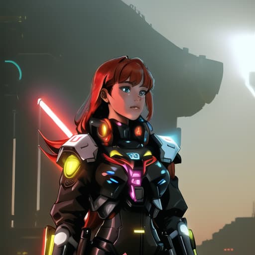  ((mecha)), exosuit, <lora:Mecha:0.8), <lora:add_detail:1.5), ultra sharp, detailed, science_fiction, red and black colors, (((made of computer chips, wires))), glowing in the dark, neon details, intricate, mecha masterpiece, detailed mech armor