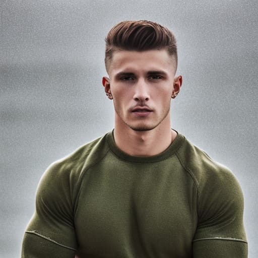 portrait+ style Russian queer fitness model brunette hunk dude face