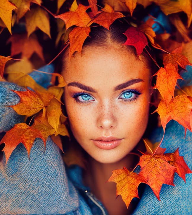 portrait+ style Eyes sparkled with the vibrant colors of autumn leaves