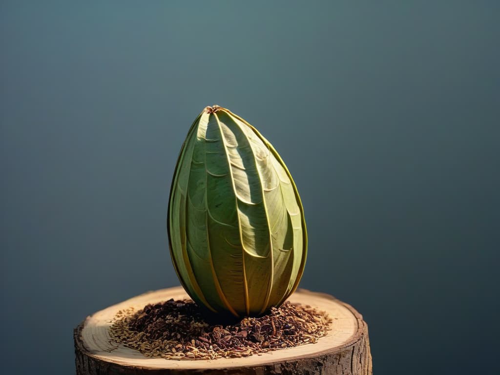  A minimalistic and highly detailed image of an ancient Mayan cacao pod, intricately showcasing the textured surface and rich color variations, set against a clean, white background to emphasize its historical significance and natural beauty. hyperrealistic, full body, detailed clothing, highly detailed, cinematic lighting, stunningly beautiful, intricate, sharp focus, f/1. 8, 85mm, (centered image composition), (professionally color graded), ((bright soft diffused light)), volumetric fog, trending on instagram, trending on tumblr, HDR 4K, 8K