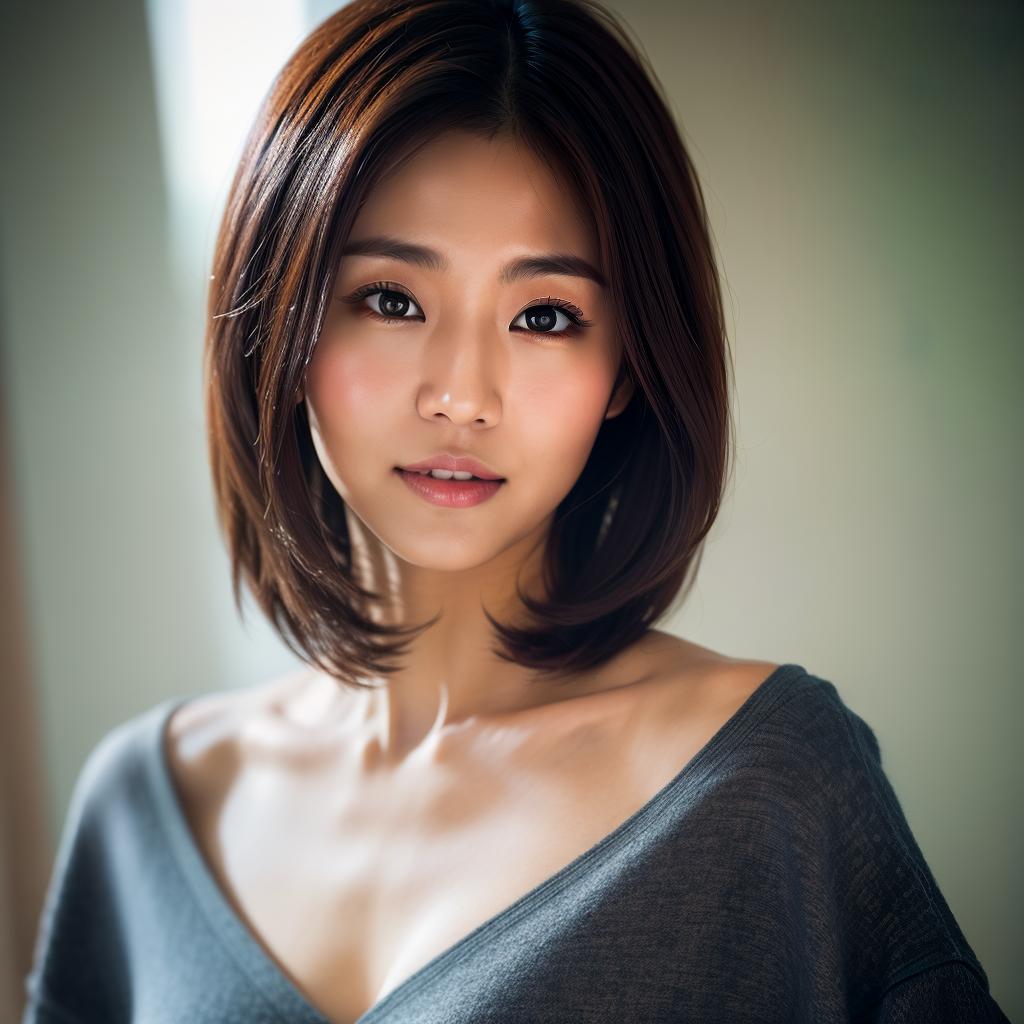  (masterpiece:1.3), (8k, photorealistic, photo, best quality: 1.4), (Japanese woman wearing clothes:),(realistic face), realistic eyes, (realistic skin), bob, smile, beautiful skin, (perfect body:1.3), (detailed body:1.2), hyperrealistic, full body, detailed clothing, highly detailed, cinematic lighting, stunningly beautiful, intricate, sharp focus, f/1. 8, 85mm, (centered image composition), (professionally color graded), ((bright soft diffused light)), volumetric fog, trending on instagram, trending on tumblr, HDR 4K, 8K