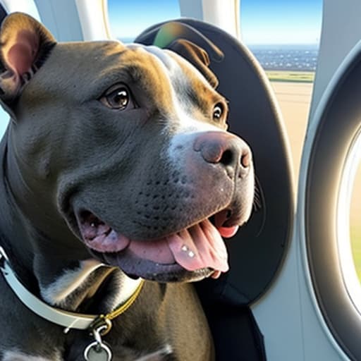  Un perro pitbull saltando en paracaídas desde la parte trasera de un avion