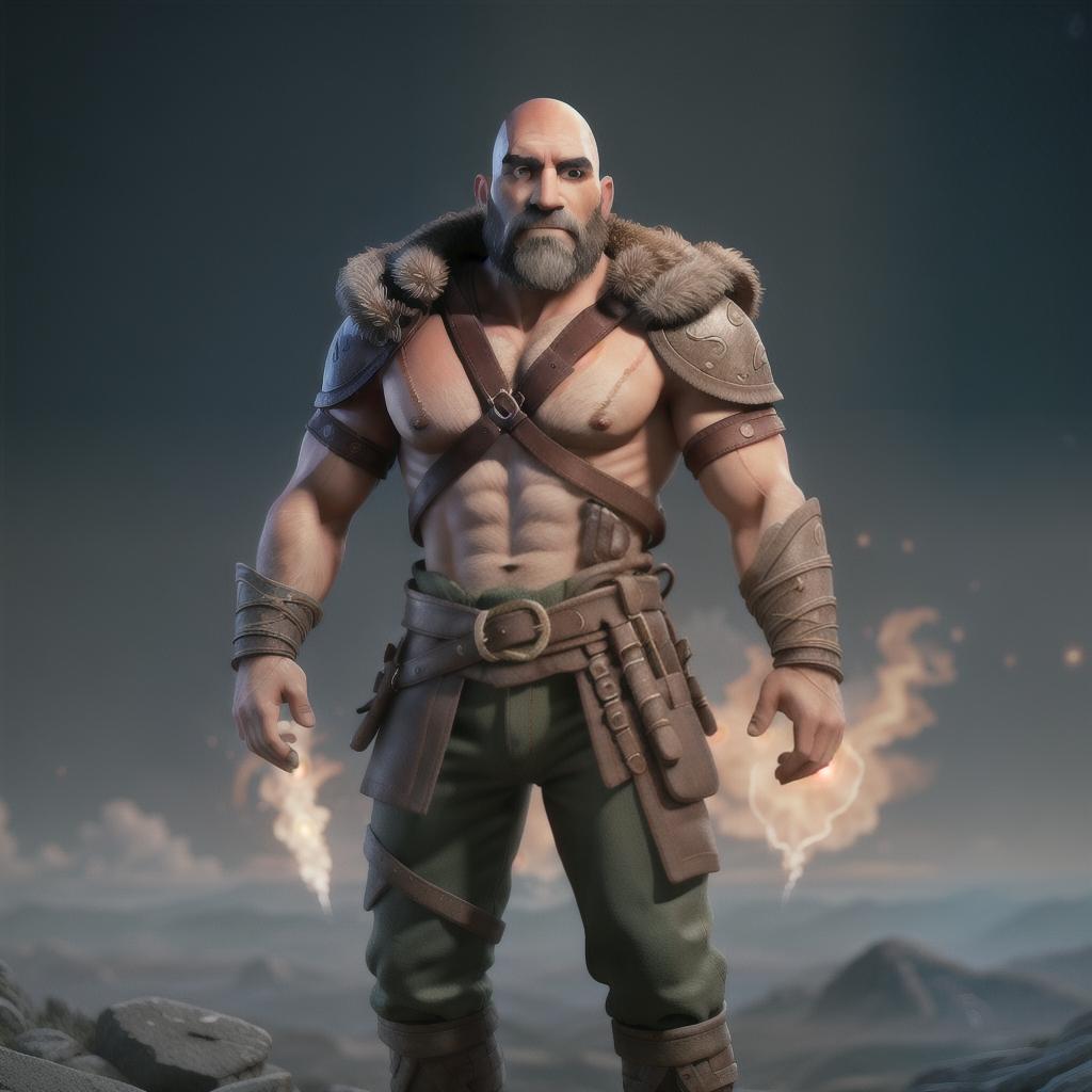  God of war hyperrealistic, full body, detailed clothing, highly detailed, cinematic lighting, stunningly beautiful, intricate, sharp focus, f/1. 8, 85mm, (centered image composition), (professionally color graded), ((bright soft diffused light)), volumetric fog, trending on instagram, trending on tumblr, HDR 4K, 8K