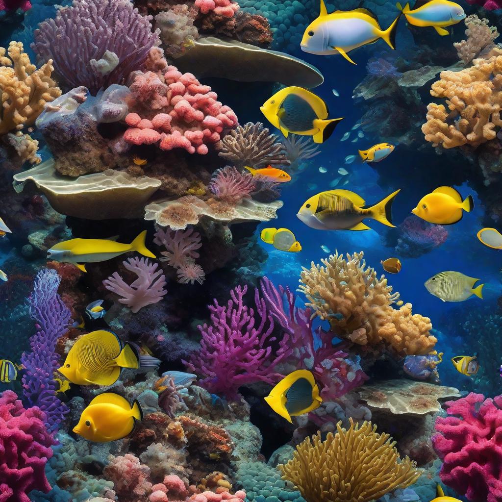  masterpiece, best quality, Most Beautiful in deep sea teeming with vibrant corals, diverse marine life, and enchanting underwater landscapes, full of corals, acrophore, small fishes, anemones, dolphin, various algaes, caves, colorful,all captured in stunning 8k resolution with intricate details.