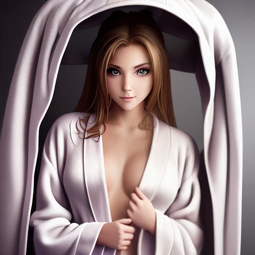  butiful girl wearing a robe without anything else