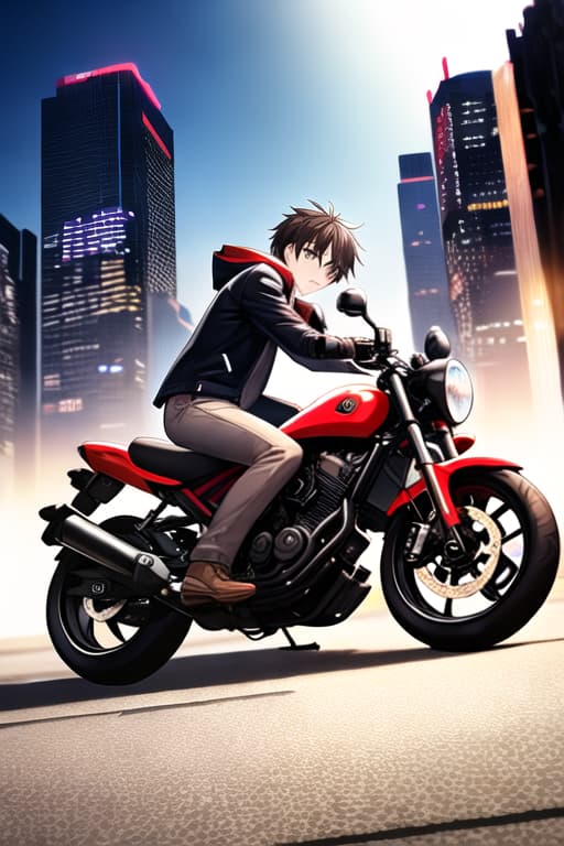  masterpiece, best quality, 1man, solo, jacket, hand in pocket,  bag, black hair, black eyes, cyberpunk, street, machinery, motor vehicle, motorcycle, panorama, sungles, blue background, riding, (( Man )), (( lively eyes )), (( pale brown eyes )), (( dark brown hair )), (( sed-back hair )), (( fully-clothed attire ))