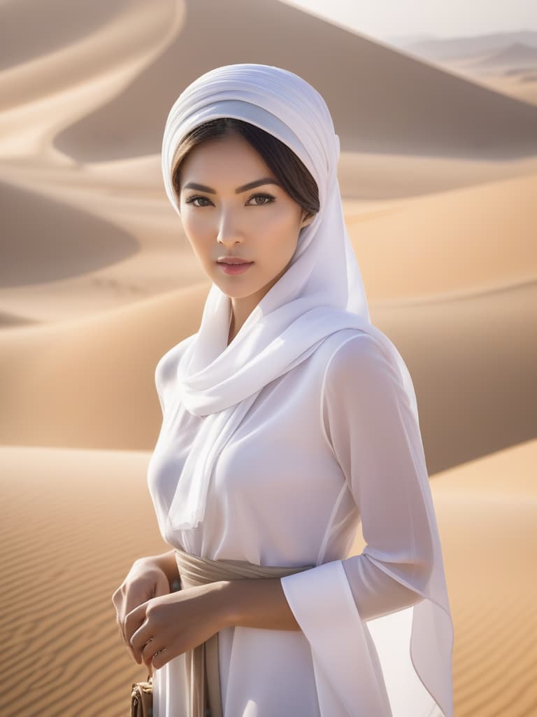  Half body portrait,Young Asian handsome Male Tourist Trendy Casual Outfit tie a solid white casual Headscarf , wear casual dress standing in desert, look at to camera, cinematic lighting, stunningly beautiful, intricate, sharp focus, f/1. 8, 85mm, (professionally color graded), ((bright soft diffused light)), volumetric fog, trending on instagram, trending on tumblr, HDR 4K, 8K hyperrealistic, full body, detailed clothing, highly detailed, cinematic lighting, stunningly beautiful, intricate, sharp focus, f/1. 8, 85mm, (centered image composition), (professionally color graded), ((bright soft diffused light)), volumetric fog, trending on instagram, trending on tumblr, HDR 4K, 8K