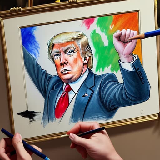  Draw a painting that plays US President Trump dancing pole