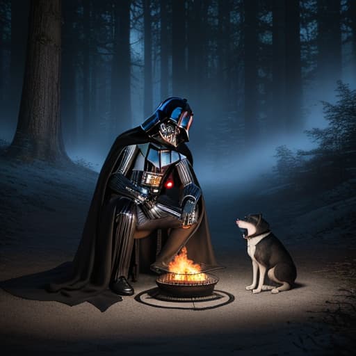  highly detailed photo of darth vader making a barbecue with a dog on his side at the part, full body shot, outside, ambient lighting, 8k resolutionhighly detailed photo of darth vader making a barbecue with a dog on his side at the part, full body shot, outside, ambient lighting, 8k resolutionhighly detailed photo of darth vader making a barbecue with a dog on his side at the part, full body shot, outside, ambient lighting, 8k resolutionhighly detailed photo of darth vader making a barbecue with a dog on his side at the part, full body shot, outside, ambient lighting, 8k resolutiona magical forest with flying squids ad jellyfish and fish and a castle in the distanfe, nebula night time sky hyperrealistic, full body, detailed clothing, highly detailed, cinematic lighting, stunningly beautiful, intricate, sharp focus, f/1. 8, 85mm, (centered image composition), (professionally color graded), ((bright soft diffused light)), volumetric fog, trending on instagram, trending on tumblr, HDR 4K, 8K