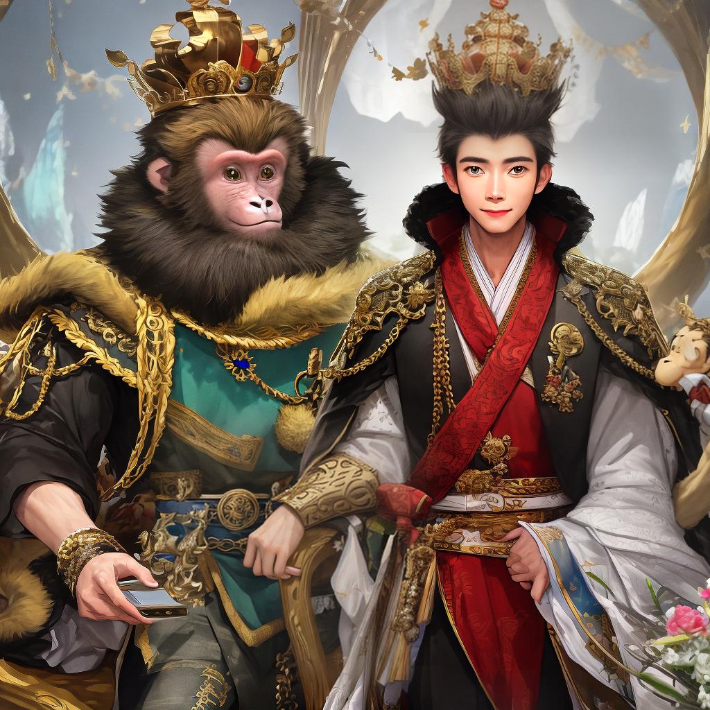  Masterpiece, best quality, a crowned monkey king