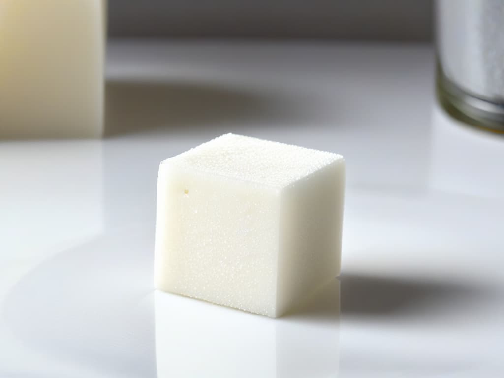  An ultradetailed closeup image of a pristine white sugar cube, perfectly square with sharp edges, delicately balanced on a silver spoon against a softfocus background of a classic kitchen setting. The surface of the sugar cube should capture every minute crystal in stunning clarity, reflecting light in a way that highlights the purity and quality of the sugar. The minimalist composition focuses on the elegance and simplicity of this essential ingredient, evoking a sense of sophistication and precision in classic baking. hyperrealistic, full body, detailed clothing, highly detailed, cinematic lighting, stunningly beautiful, intricate, sharp focus, f/1. 8, 85mm, (centered image composition), (professionally color graded), ((bright soft diffused light)), volumetric fog, trending on instagram, trending on tumblr, HDR 4K, 8K