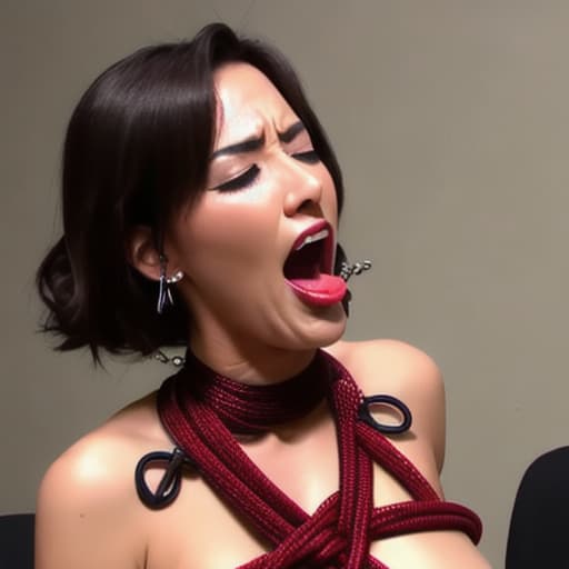  girl open mouth choke bondage