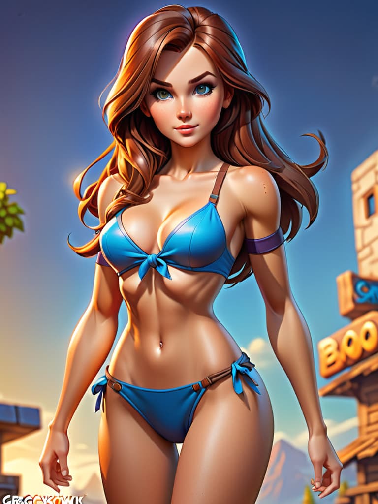 retro game art olpntng style, HDR photo of girl in full growth, front view, Without clothing, small, realistic skin texture, long brown hair, without, concept art by Greg Rutkowski, extremely detailed, posing for the camera, full length photo . 16-bit, vibrant colors, pixelated, nostalgic, charming, fun