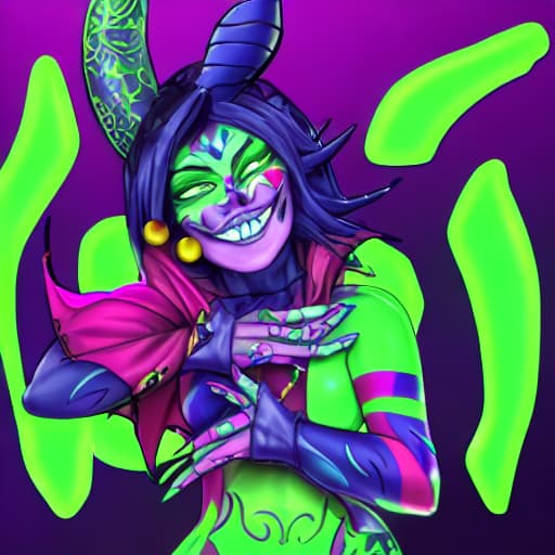  a wicked jester with neon face tattoos