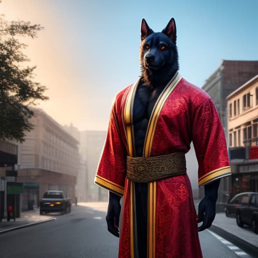  anthro, dog, male, adult, muscular, veiny muscles, red kimono, standing, realistic fur, detailed background, street background, hyper realism, RAW photo, (realism, photorealistic:1.3), detailed, hi res, hyperrealistic, full body, detailed clothing, highly detailed, cinematic lighting, stunningly beautiful, intricate, sharp focus, f/1. 8, 85mm, (centered image composition), (professionally color graded), ((bright soft diffused light)), volumetric fog, trending on instagram, trending on tumblr, HDR 4K, 8K