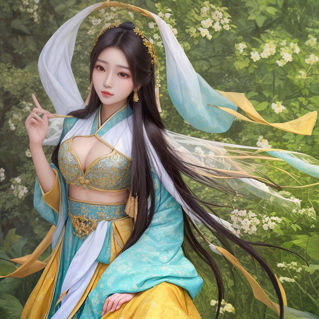  masterpiece, best quality, Beautiful asian girl with straight long hair with more skin shown