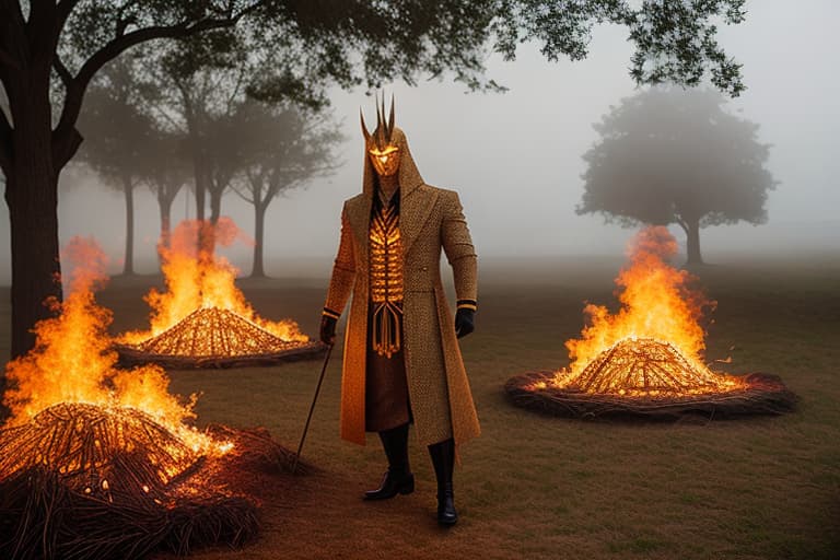  Wicker man blazed in fire hyperrealistic, full body, detailed clothing, highly detailed, cinematic lighting, stunningly beautiful, intricate, sharp focus, f/1. 8, 85mm, (centered image composition), (professionally color graded), ((bright soft diffused light)), volumetric fog, trending on instagram, trending on tumblr, HDR 4K, 8K