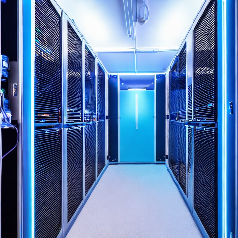  Customized Cloud & Data Center Solution,professional shot, sharp focus, 8K, insanely detailed, intricate, elegant,blue neon light