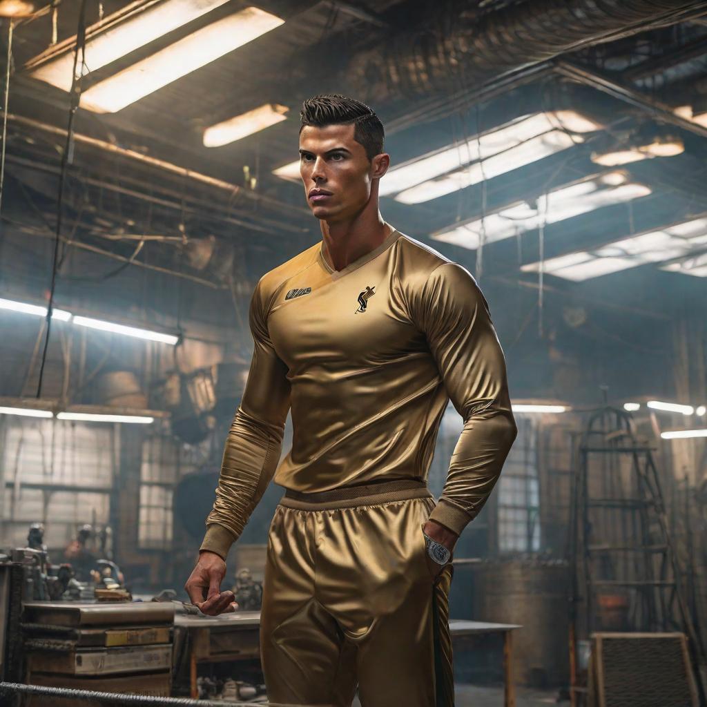  Cristiano ronaldo, vestido con una camisa que diga todo electrico tavo , realistic, portrait, art by donato giancola and greg rutkowski, realistic face, digital art, trending on artstation hyperrealistic, full body, detailed clothing, highly detailed, cinematic lighting, stunningly beautiful, intricate, sharp focus, f/1. 8, 85mm, (centered image composition), (professionally color graded), ((bright soft diffused light)), volumetric fog, trending on instagram, trending on tumblr, HDR 4K, 8K