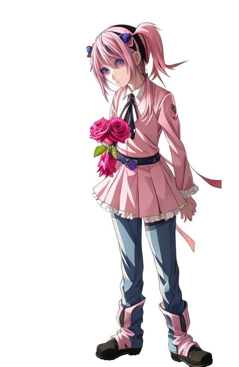  anime girl with blue eyes and pink hair holding a rose, anime digital art, stunning anime face portrait, beautiful anime face, beautiful anime portrait, anime art wallpaper 4k, anime art wallpaper 4 k, beautiful fantasy anime, beautiful anime girl, digital anime art, anime style 4 k, beautiful anime, beautiful digital art, gorgeous digital art, very beautiful digital art