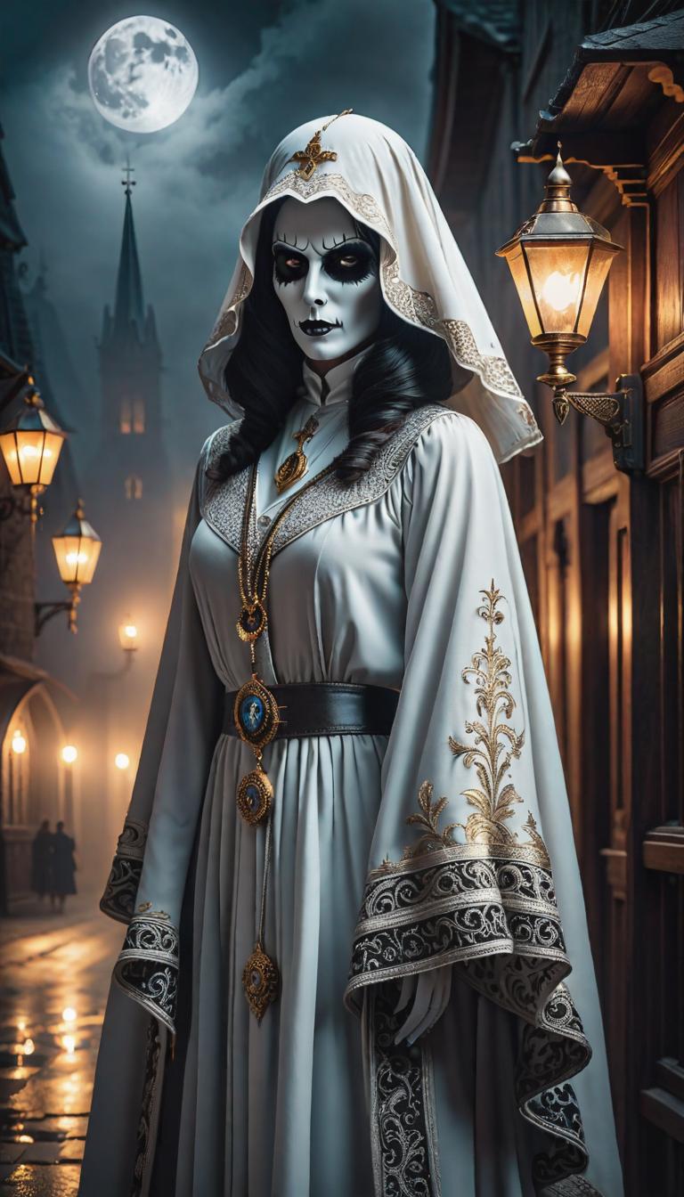  gothic style depiction of Ghost . dark, mysterious, haunting, dramatic, ornate, detailed, hyperrealistic, full body, detailed clothing, highly detailed, cinematic lighting, stunningly beautiful, intricate, sharp focus, f/1. 8, 85mm, (centered image composition), (professionally color graded), ((bright soft diffused light)), volumetric fog, trending on instagram, trending on tumblr, HDR 4K, 8K