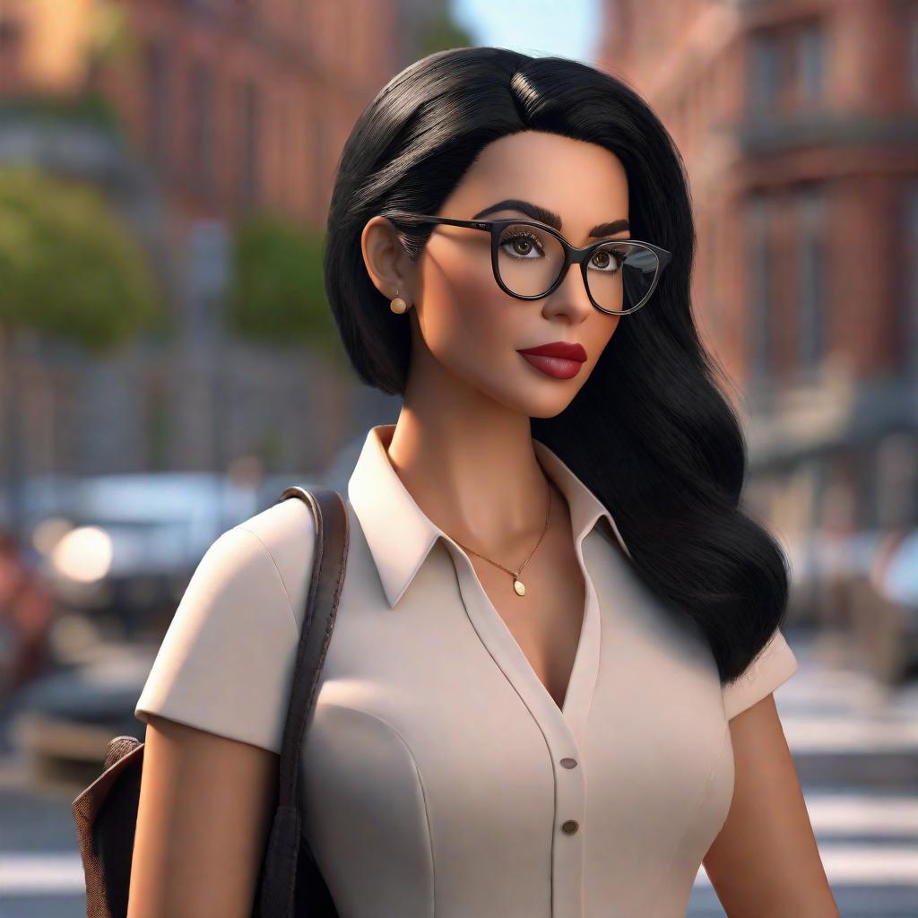  Woman with black hair, glasses, angular, serious face, accountant, profile image, pixar 3d animation style,8K hyperrealistic, full body, detailed clothing, highly detailed, cinematic lighting, stunningly beautiful, intricate, sharp focus, f/1. 8, 85mm, (centered image composition), (professionally color graded), ((bright soft diffused light)), volumetric fog, trending on instagram, trending on tumblr, HDR 4K, 8K