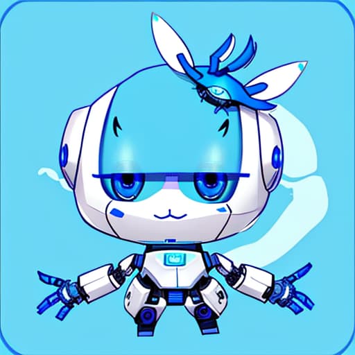  a white cute robot with blue face