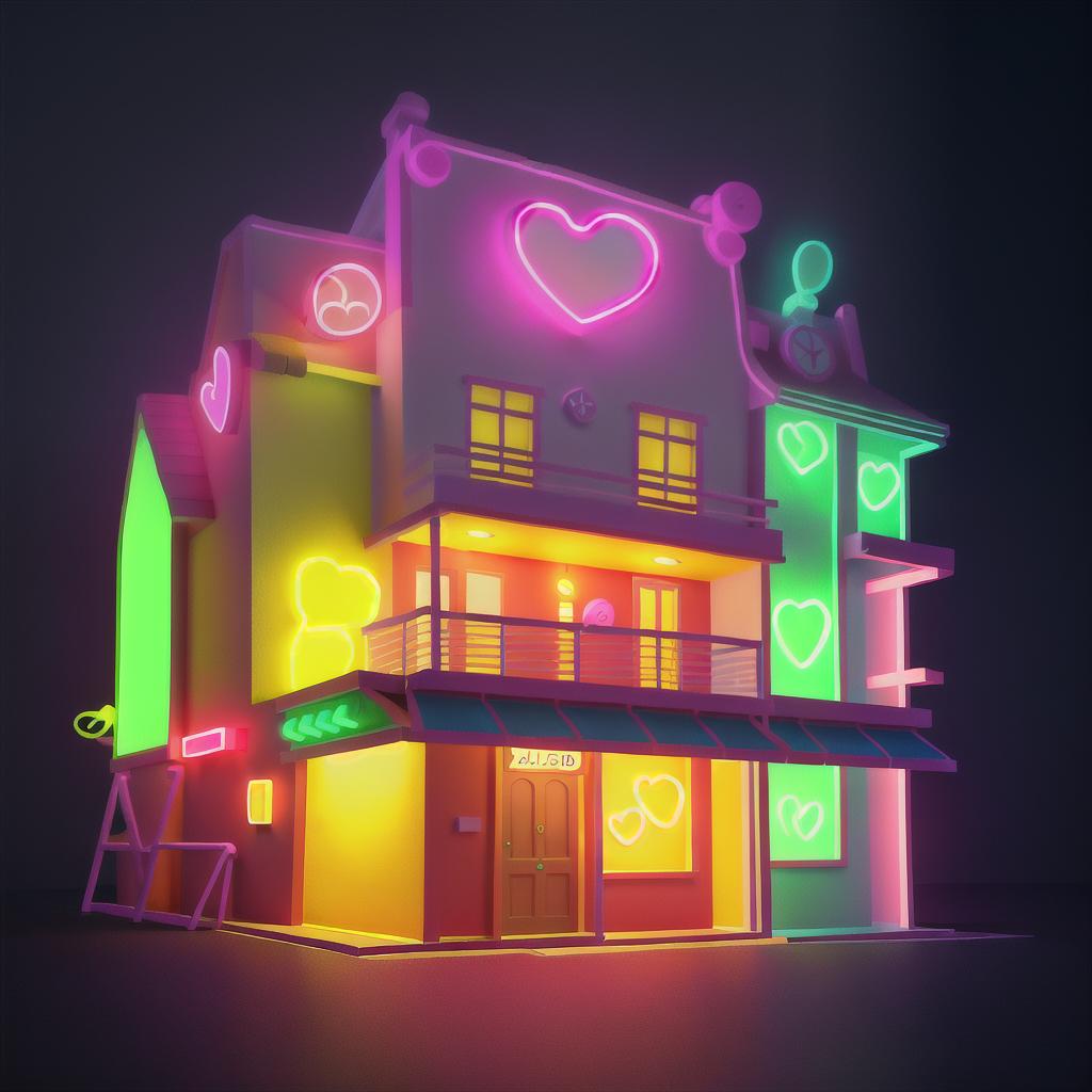  masterpiece, best quality, unskilled drawing, exclude realistic, exclude details, two-dimensional, 2D, 2-D, drawing, one-line drawing, neon illustration style, very simple, undetailed neon house with a heart drawing, neon details only, no background images, few details, all captured in stunning 8k resolution, bright colors, dark background