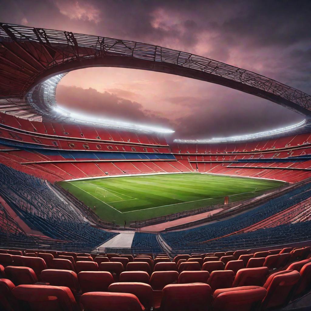  Crea un estadio hyperrealistic, full body, detailed clothing, highly detailed, cinematic lighting, stunningly beautiful, intricate, sharp focus, f/1. 8, 85mm, (centered image composition), (professionally color graded), ((bright soft diffused light)), volumetric fog, trending on instagram, trending on tumblr, HDR 4K, 8K