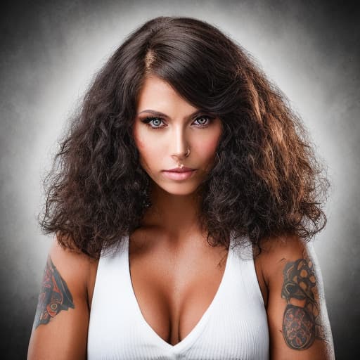 portrait+ style WWE queer brunette female face