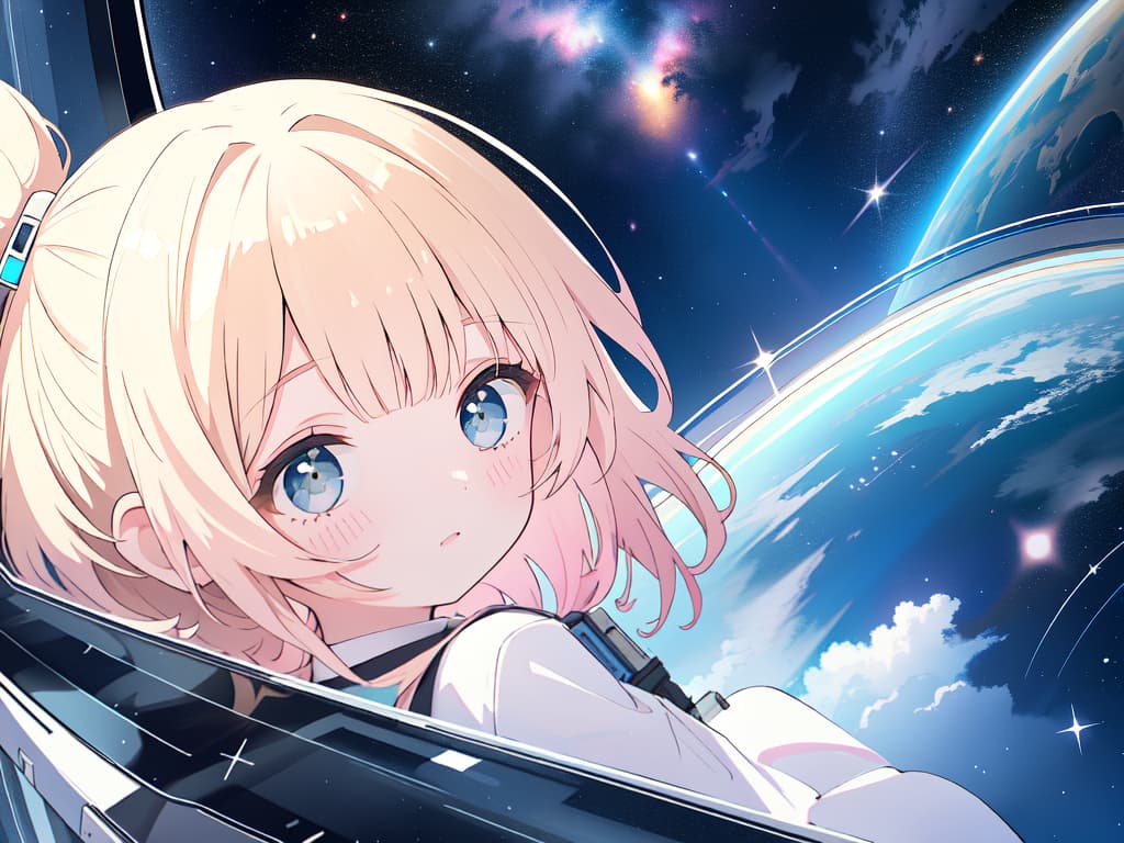  Girl traveling in space, masterpiece, best quality,8k,ultra detailed,high resolution,an extremely delicate and beautiful,hyper detail