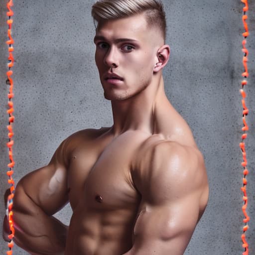 portrait+ style russian queer fitness model blonde very cute dude face