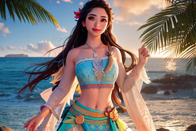  Moana playing with friends hyperrealistic, full body, detailed clothing, highly detailed, cinematic lighting, stunningly beautiful, intricate, sharp focus, f/1. 8, 85mm, (centered image composition), (professionally color graded), ((bright soft diffused light)), volumetric fog, trending on instagram, trending on tumblr, HDR 4K, 8K