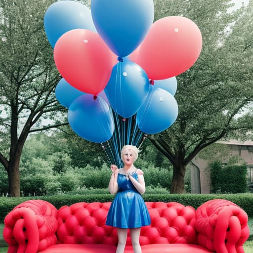  The peach in red sits on a blue balloon and Elsa in blue bursts red balloons