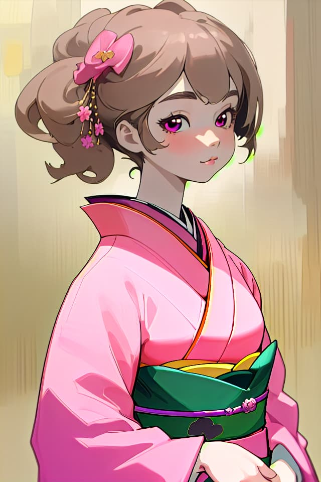  ultra detailed:1.2,masterpiece:1.2,masterpiece,bestquality,hdr:1.1,8k:1.1,best quality,very cute girl:1.3,,animation color:1.3,pink kimono :1.3,upper body:1.1