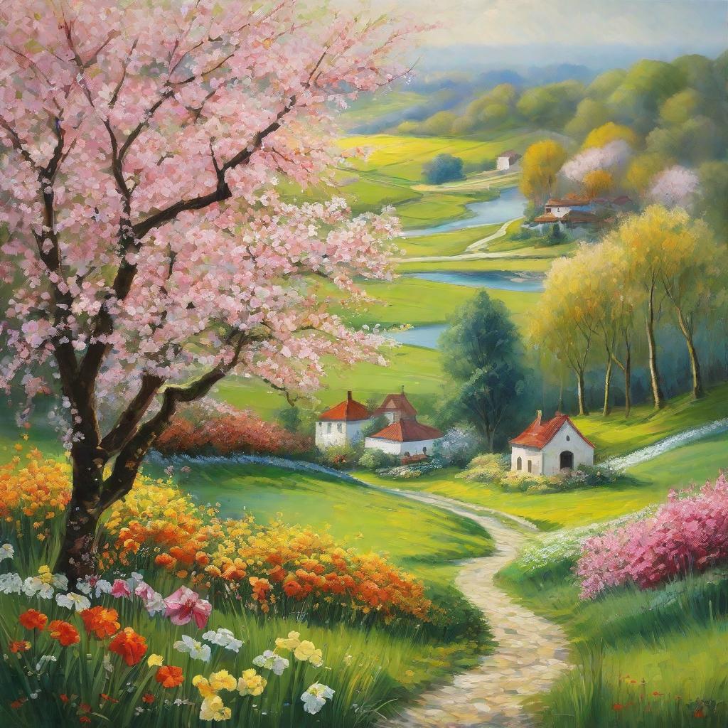  masterpiece, best quality,Draw a picture of spring.