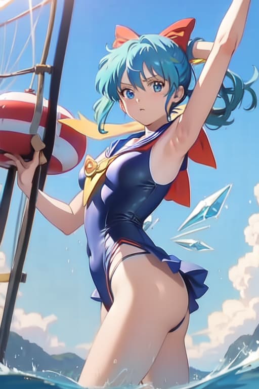  Cirno, one piece swimsuit, sailor moon style