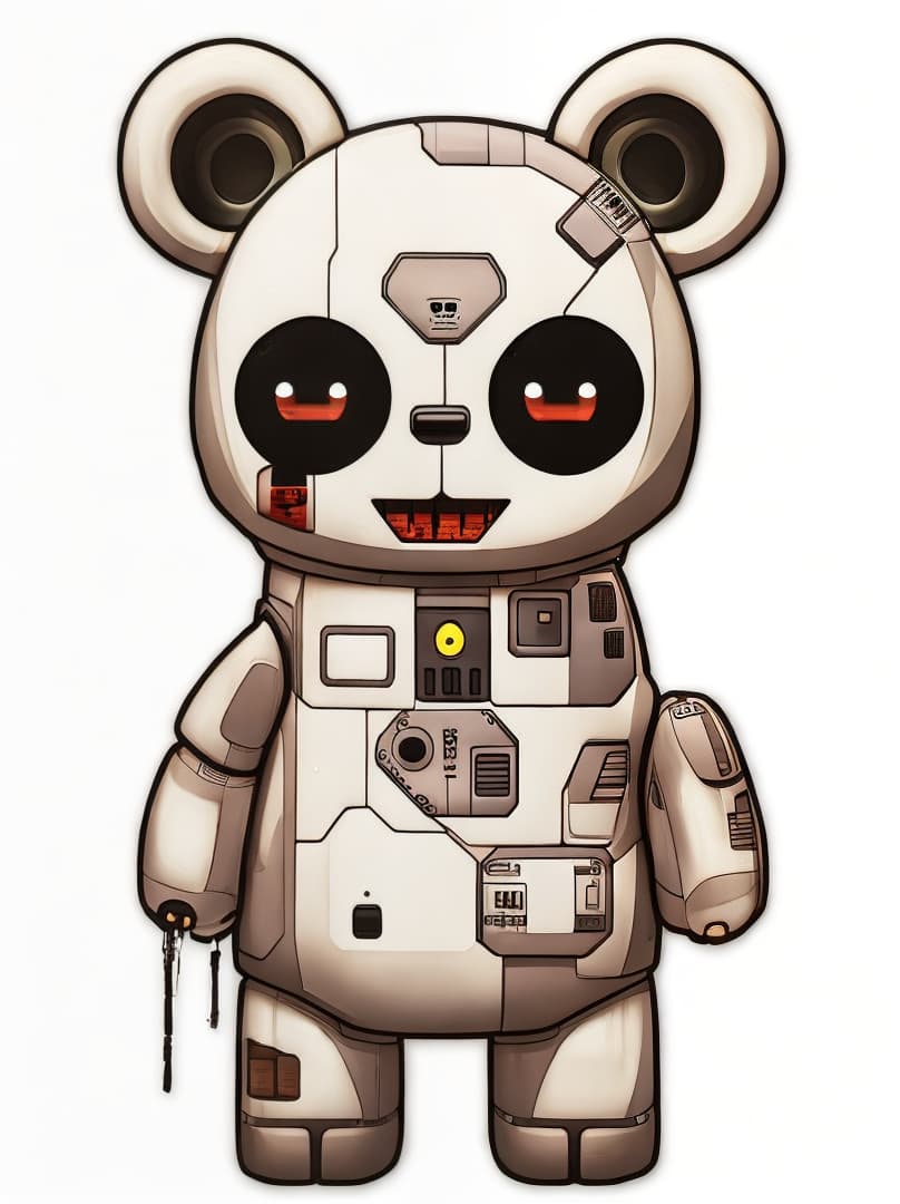 , a cute guilt robot bear, sticker, akira toriyama , white background,murder bear, bloody , dripping blood<lora:arcana-xl:0.9380552704105101><lora:neoclassicalmasterbedroom:0.5895297976427594><lora:japanese-modern-wood-inte:0.009435480412516073><lora:envybetterhands-loco:0.35833211775159257> hyperrealistic, full body, detailed clothing, highly detailed, cinematic lighting, stunningly beautiful, intricate, sharp focus, f/1. 8, 85mm, (centered image composition), (professionally color graded), ((bright soft diffused light)), volumetric fog, trending on instagram, trending on tumblr, HDR 4K, 8K