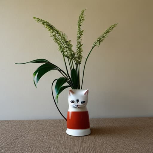  Retro mid century style cat in a vase