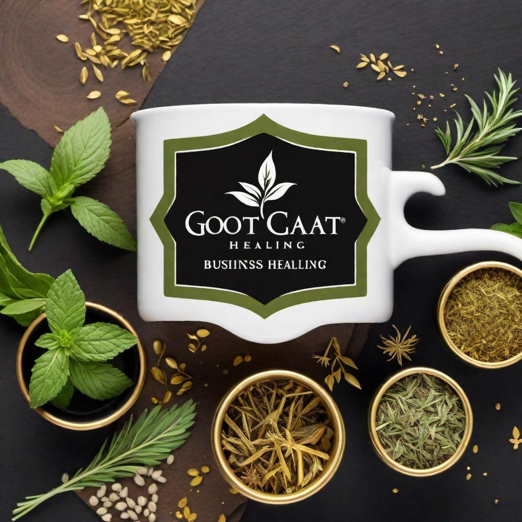  Create a logo for a new business called 'GOATIFIED HEALING.' The business specializes in selling natural herbs globally. The brand's color scheme should include black, gold, green, and white. The logo should feature a cup filled with natural herbs, with steam rising from the top of the cup, symbolizing warmth and healing. Ensure that the logo conveys a sense of organic and premium quality suitable for promotion on social media platforms. hyperrealistic, full body, detailed clothing, highly detailed, cinematic lighting, stunningly beautiful, intricate, sharp focus, f/1. 8, 85mm, (centered image composition), (professionally color graded), ((bright soft diffused light)), volumetric fog, trending on instagram, trending on tumblr, HDR 4K, 8K