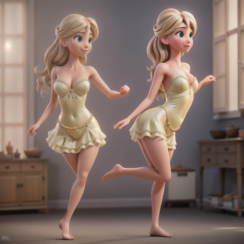  Girl dancing around happily and naked hyperrealistic, full body, detailed clothing, highly detailed, cinematic lighting, stunningly beautiful, intricate, sharp focus, f/1. 8, 85mm, (centered image composition), (professionally color graded), ((bright soft diffused light)), volumetric fog, trending on instagram, trending on tumblr, HDR 4K, 8K