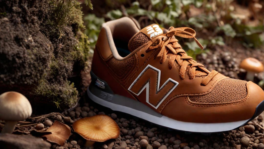  Capture an image that represents the concept of "New Balance Mushroom" - something that combines the idea of freshness, growth, and balance. Use colors and shapes that work together to convey a sense of harmony and vitality. hyperrealistic, full body, detailed clothing, highly detailed, cinematic lighting, stunningly beautiful, intricate, sharp focus, f/1. 8, 85mm, (centered image composition), (professionally color graded), ((bright soft diffused light)), volumetric fog, trending on instagram, trending on tumblr, HDR 4K, 8K