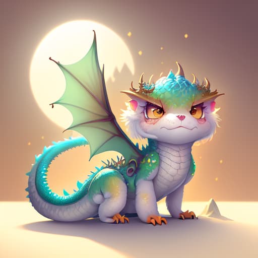 in OliDisco style fluffy cute dragon
