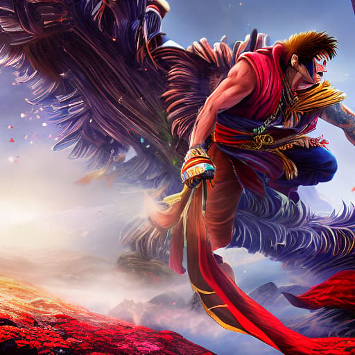  luffy quality 4k fighting with kaido hyperrealistic, full body, detailed clothing, highly detailed, cinematic lighting, stunningly beautiful, intricate, sharp focus, f/1. 8, 85mm, (centered image composition), (professionally color graded), ((bright soft diffused light)), volumetric fog, trending on instagram, trending on tumblr, HDR 4K, 8K