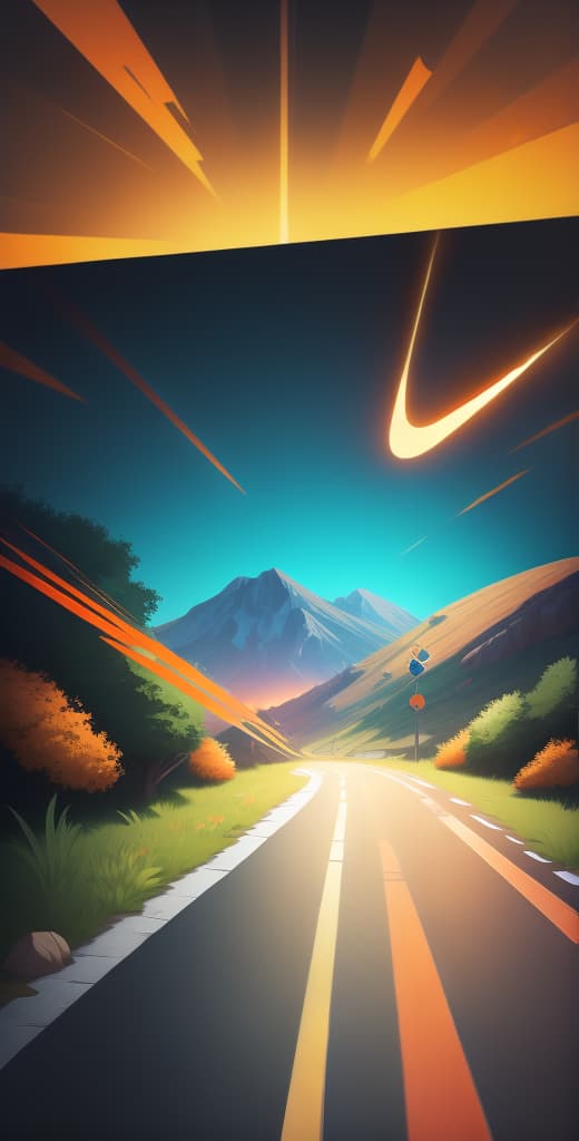  road, bottom of image, orange, white, blue , cartoon, game assets, masterpiece, ((black background)),