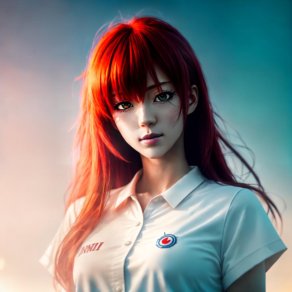  anime, clear drawing, basketball player, not big, red hair, 1 eye red, 1 eye yellow, white uniform, white shirt, girl, beautiful, good figure, sharpness, full-length ,highly detailed, cinematic lighting, stunningly beautiful, intricate, sharp focus, f1. 8, 85mm, (centered image composition), (professionally color graded), ((bright soft diffused light)), volumetric fog, trending on instagram, trending on tumblr, HDR 4K, 8K