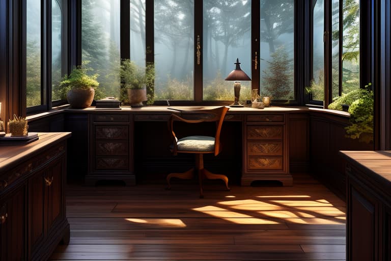  best quality, masterpiece, detailed outlines, 4k, room in the house, wooden house, dark, gloomy, dim, early morning, forest outside the window, sunrays through the window, bed near the window, desk, desk in the corner of the room, next to the desk a violin, violin, violin in a case, cabinet, door, (intricate details:0.9), (hdr, hyperdetailed:1.2) hyperrealistic, full body, detailed clothing, highly detailed, cinematic lighting, stunningly beautiful, intricate, sharp focus, f/1. 8, 85mm, (centered image composition), (professionally color graded), ((bright soft diffused light)), volumetric fog, trending on instagram, trending on tumblr, HDR 4K, 8K